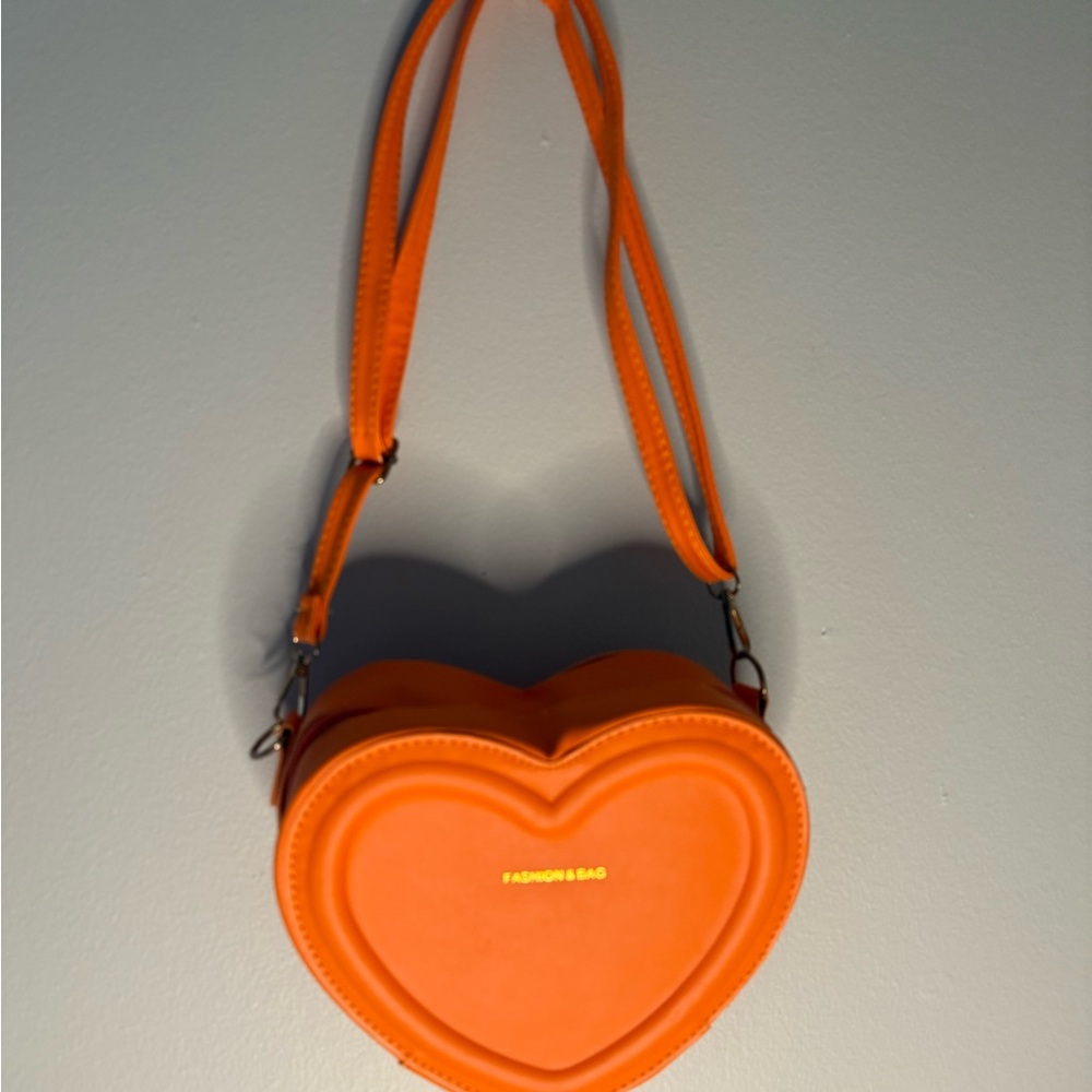 Fashion Bug Orange Heart Crossbody Bag with Adjustable Strap